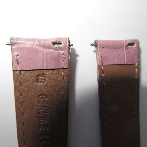 18mm Croc Embossed Mauve Pink Leather Watch Strap Replacement Band - Picture 9 of 12